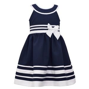 Bonnie Jean Toddler Nautical Sailor Navy Blue Party Dress Size 2T